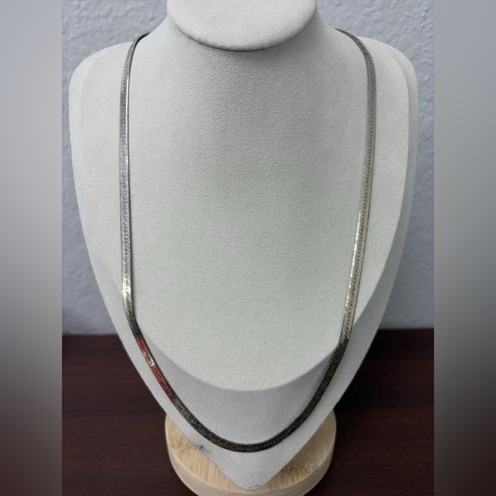 Vintage 24” Sterling Silver Herringbone Necklace 925 MBC Italy 18.69g
